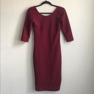 Red Midi Dress Scoop Back Dress
